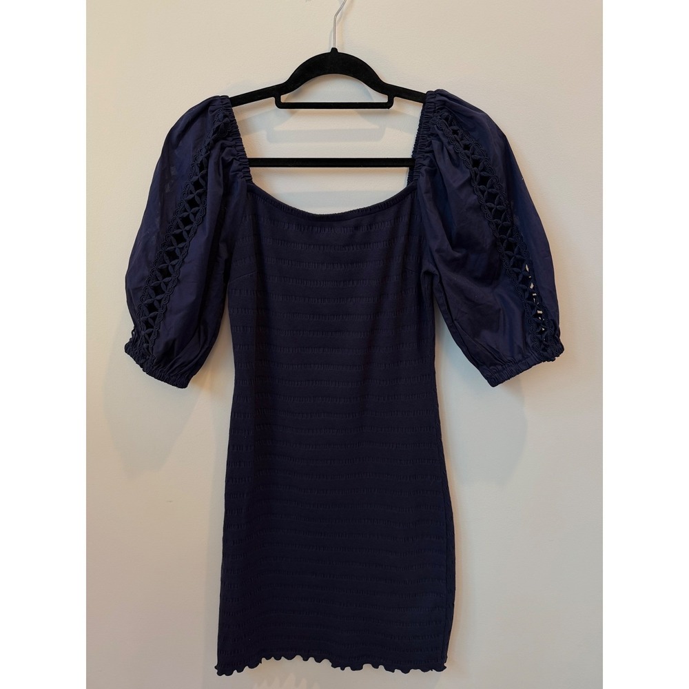 Size‎ Small Betsey Johnson navy puff sleeve knit dress
